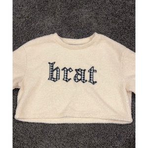 “Brat” Textured Cream Sweatshirt